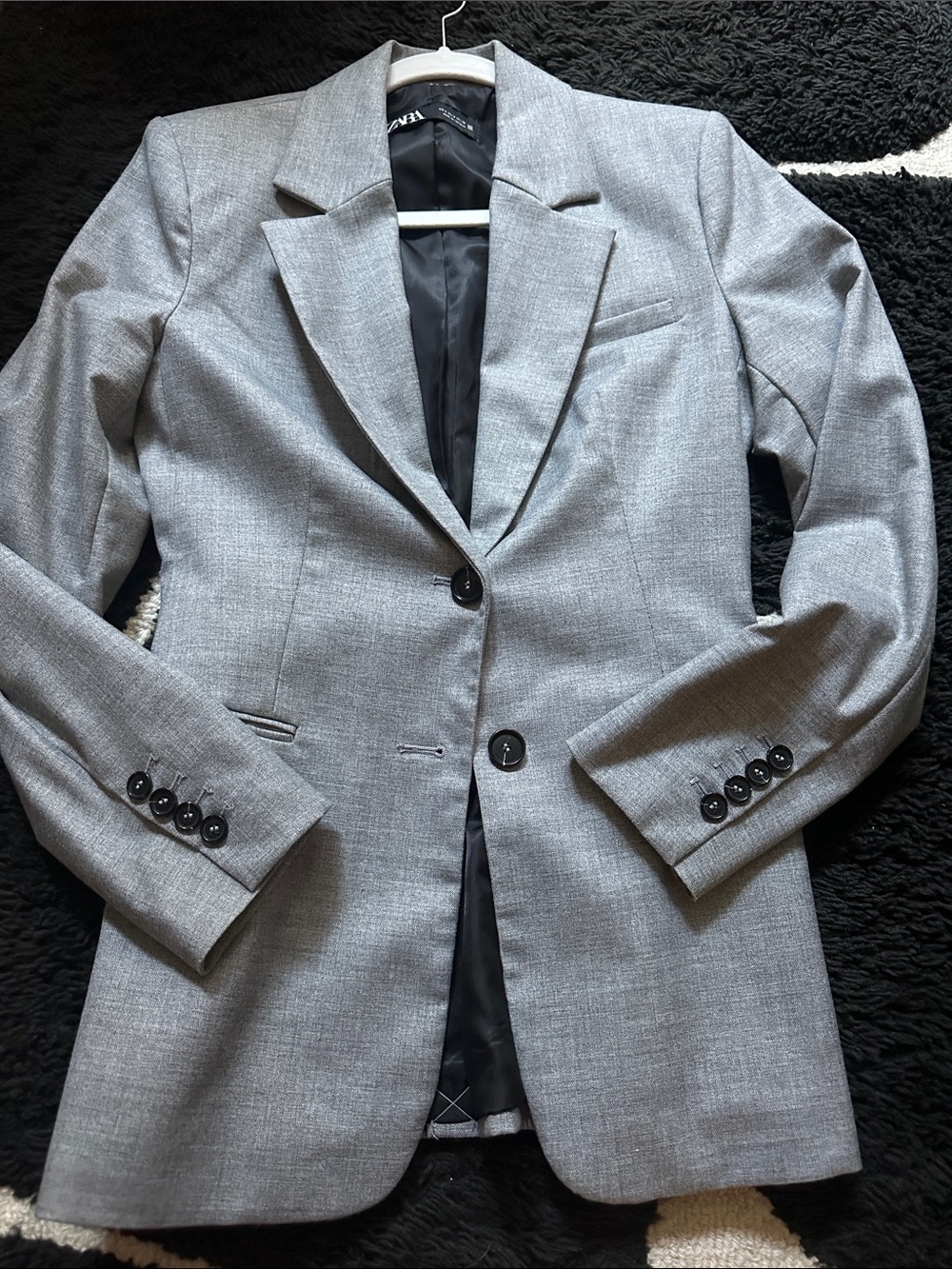Zara Gray Single-Breasted Blazer
